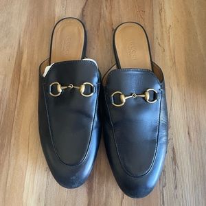 Gucci Princetown Leather Slippers- Black